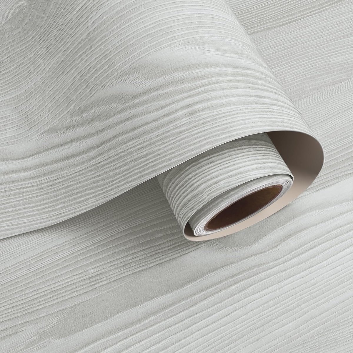 SnelShoppen - Zelfklevend Grijs Witte Houten Behang 40cmx200cm - Houtlook Plakfolie voor Keuken, Meubels, Werkbladen en Deuren - Matte Afwerking, Natu