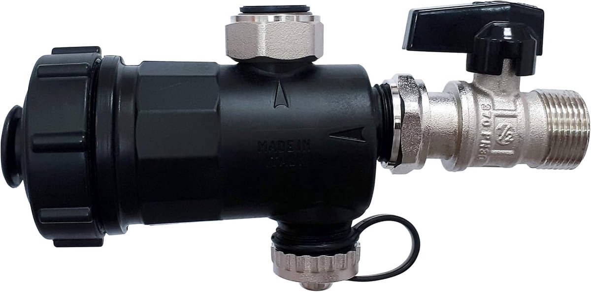SnelShoppen - WK Magnetisch Modderfilter Zwart met Afsluitklep 3/4 Inch van Messing - Bescherm je Verwarmingsinstallatie tegen Vuil en Roest