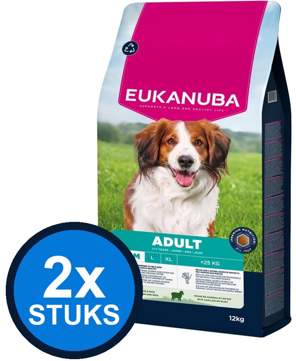 2x Eukanuba - Life Care dog adult small/medium lamb&rice 12kg