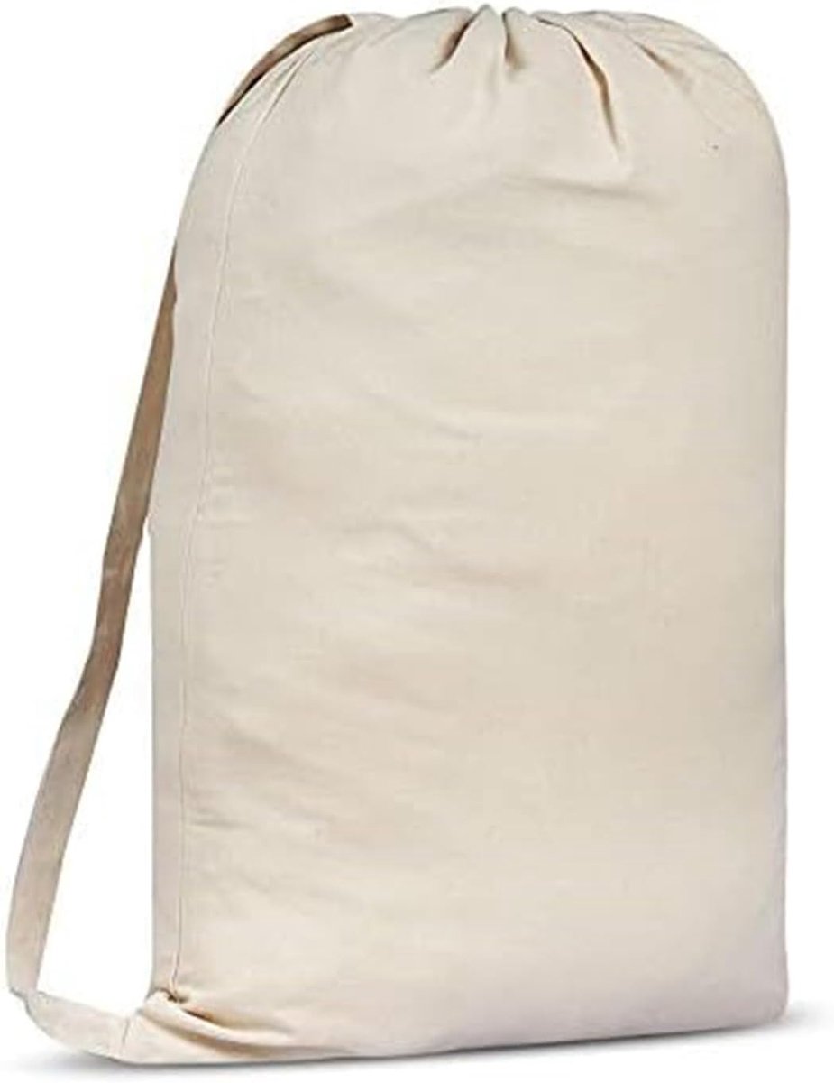 SnelShoppen - Premium Canvas Waszak met Schouderband 75x56 CM 40L - 100% Katoen, Duurzaam, Met Trekkoord en Verstelbare Sluiting, Wasmand Inliner voor