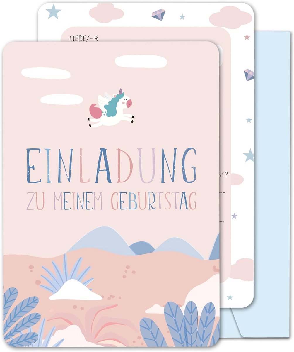 SnelShoppen - 13 Kinder Verjaardagsuitnodigingen met Vormige Enveloppen, Kleurrijke Uitnodigingen voor Feestjes, 105 x 148 mm, Ideaal voor Kinderen