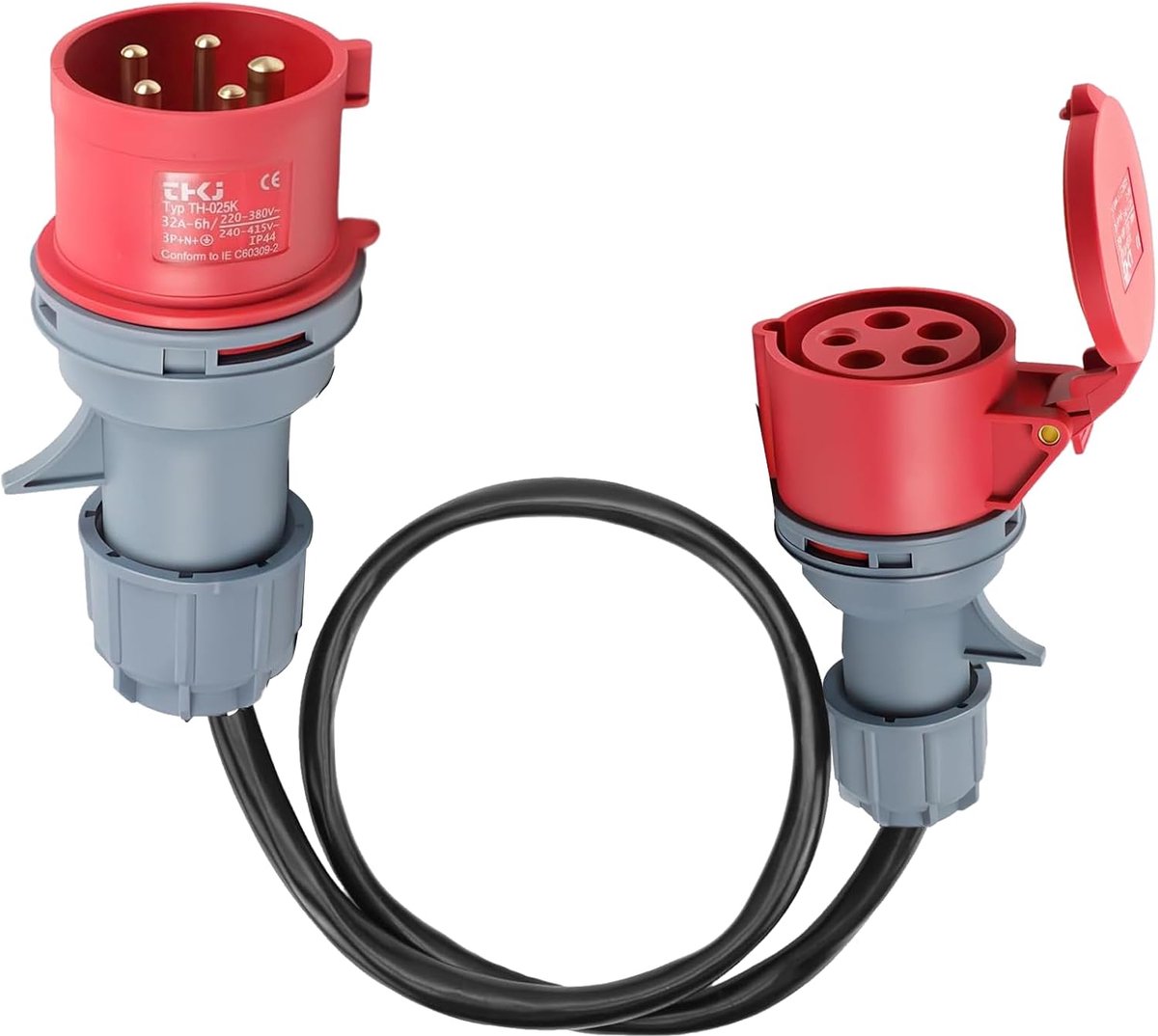 SnelShoppen - 32A naar 16A Adapter, Sterke Stroom CEE Adapter 5-polig, IP44 Bescherming, Geschikt voor Camper, Camping en Buitengebruik