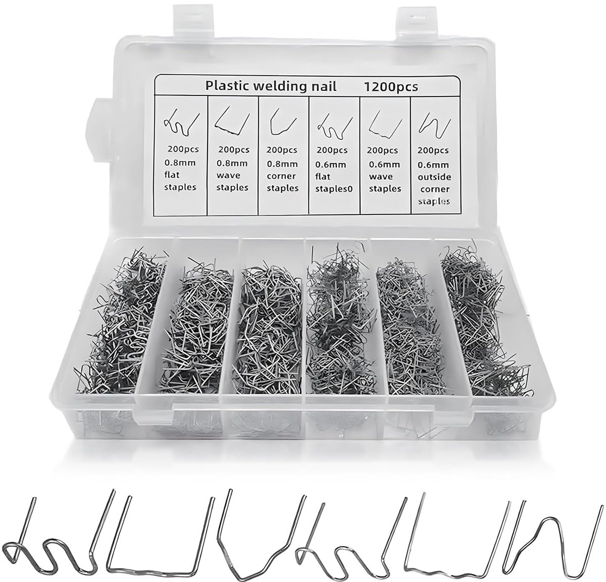 SnelShoppen - 1200pcs RVS Hot Staples - Plastic Lastechniek voor Auto Bumper Reparatie - 0.8mm/0.6mm Lasaccessoires - Bumper Reparatie Kit
