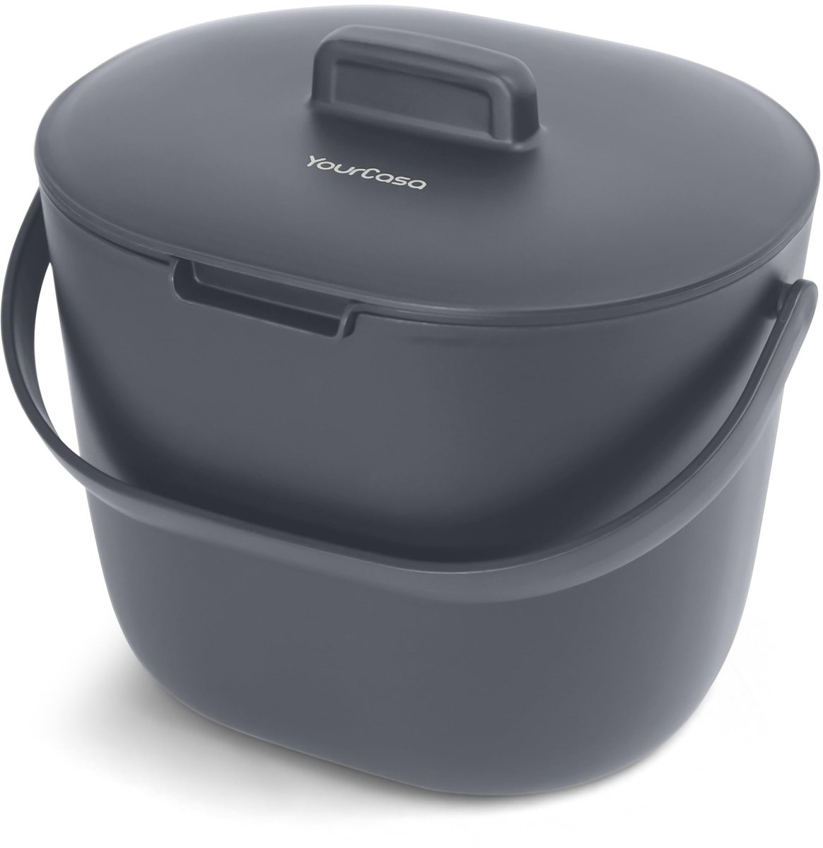 SnelShoppen - Afvalbak Keuken 6 Liter Composteemmer met Zeef, Vaatwasmachinebestendig, Geurbestendig en Houtskool - Ideaal voor Thuis, Tuin en Camping