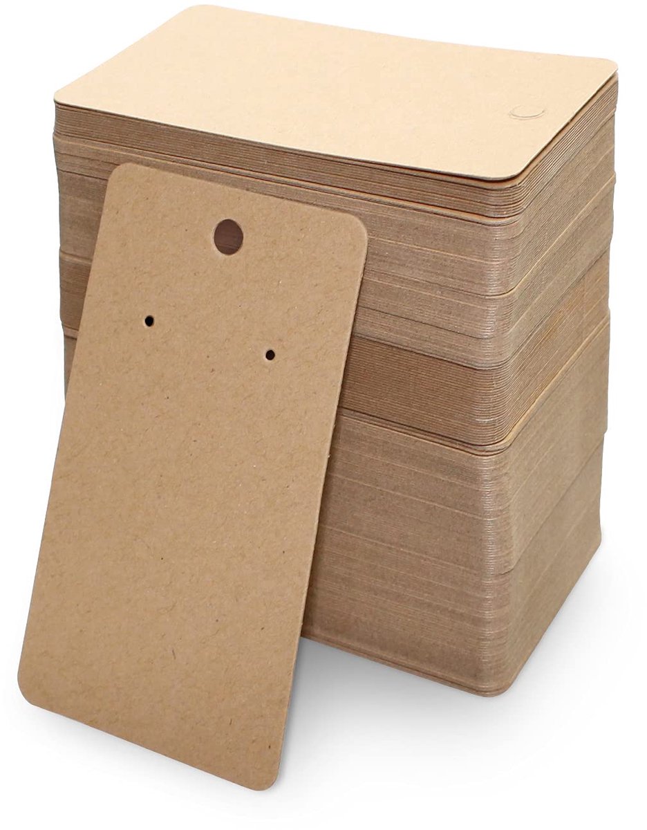 Dailygoods - 200 Stuks Oorbellen Display Kaarten - Kraft Papier Sieradenhouder 3.5 x 2 Inch