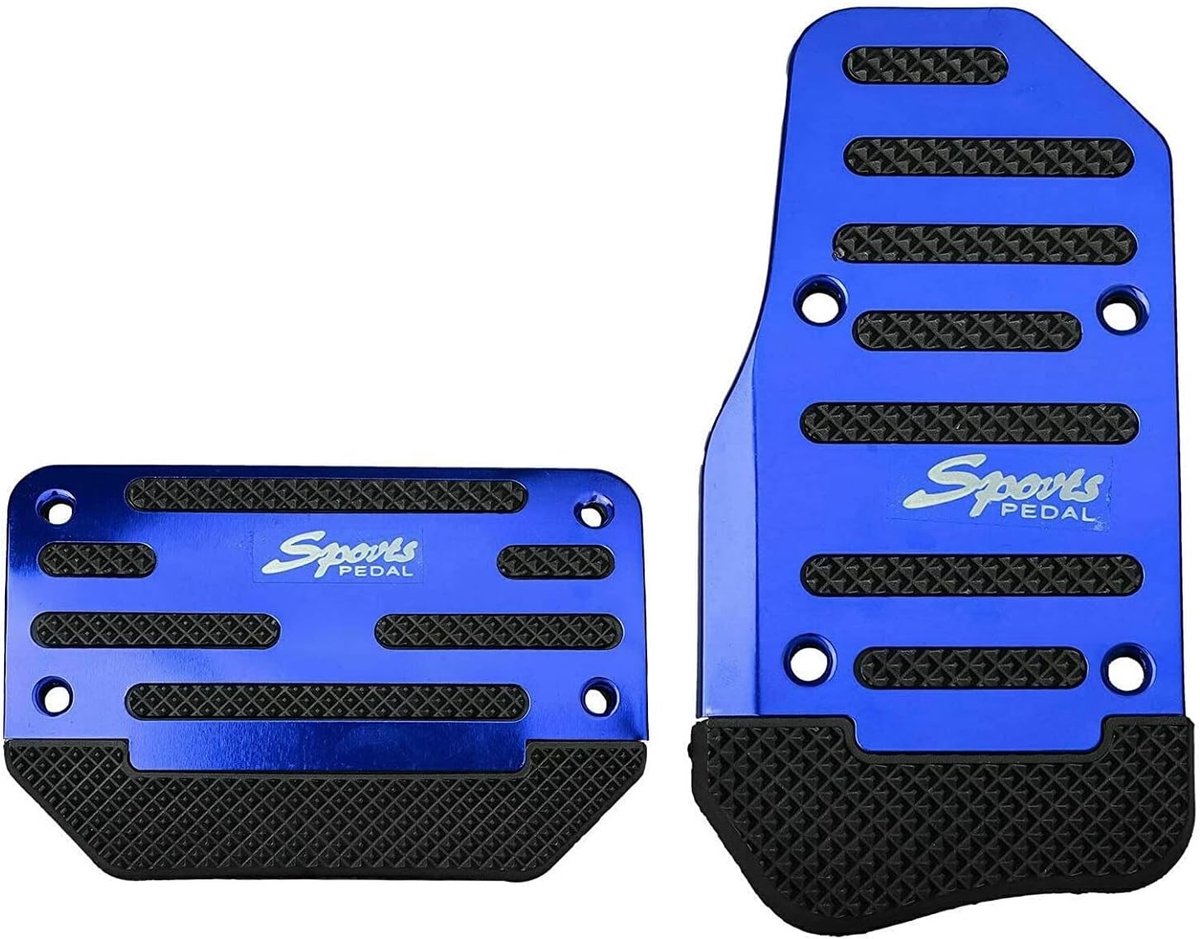 2-delige set antislip pedalen voor auto met remvoetafdekking en pedaalriem, blauw en duurzaam ontwerp