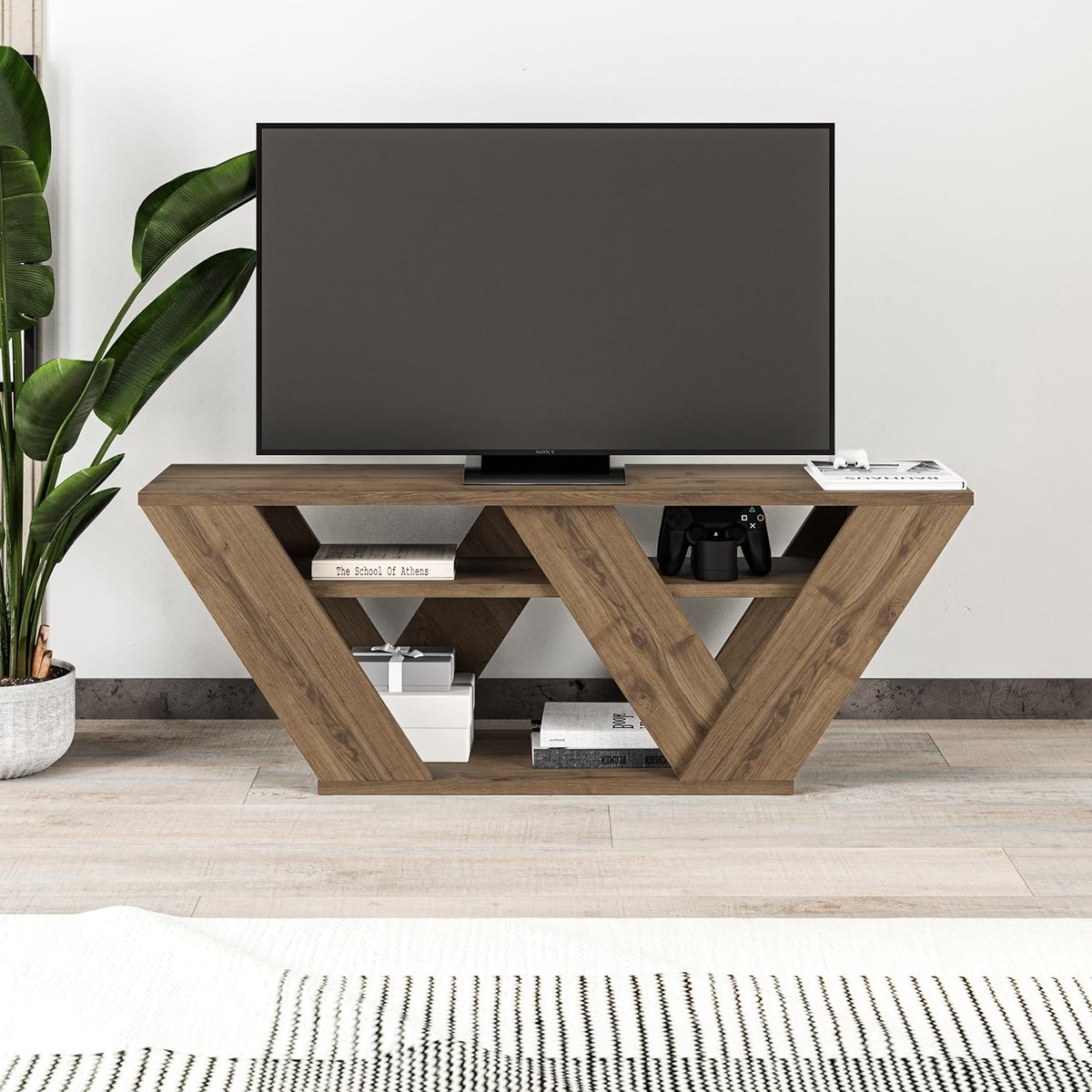 SnelShoppen - HOCUS PICUS Moderne TV Meubel voor Woonkamer - Geschikt voor TV's tot 42 Inch - Engineered Wood - 110x30x40cm - Eenvoudig te Monteren &
