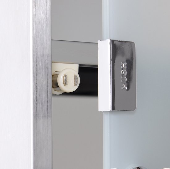 COVREO Medicijnkast 25 x 12 x 48 cm - zilverkleurig roestvrij staal, afsluitbaar met 3 vakken