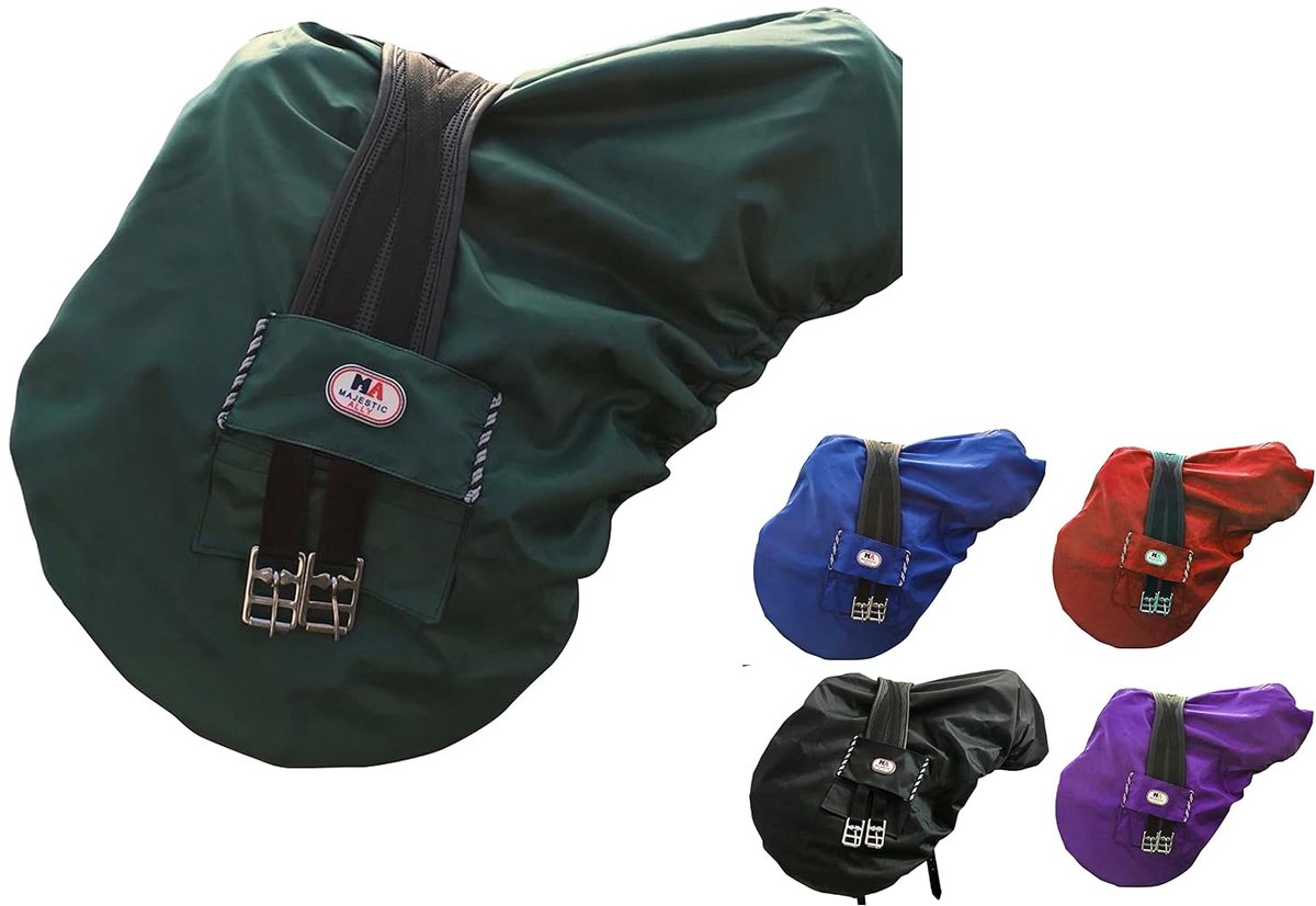 SnelShoppen - Waterdichte Nylon Fleece Gevoerde Zadelbescherming voor Engelse Zadel - Meerdere Kleuren - Hunt Green - Perfect voor Rijden in de Regen