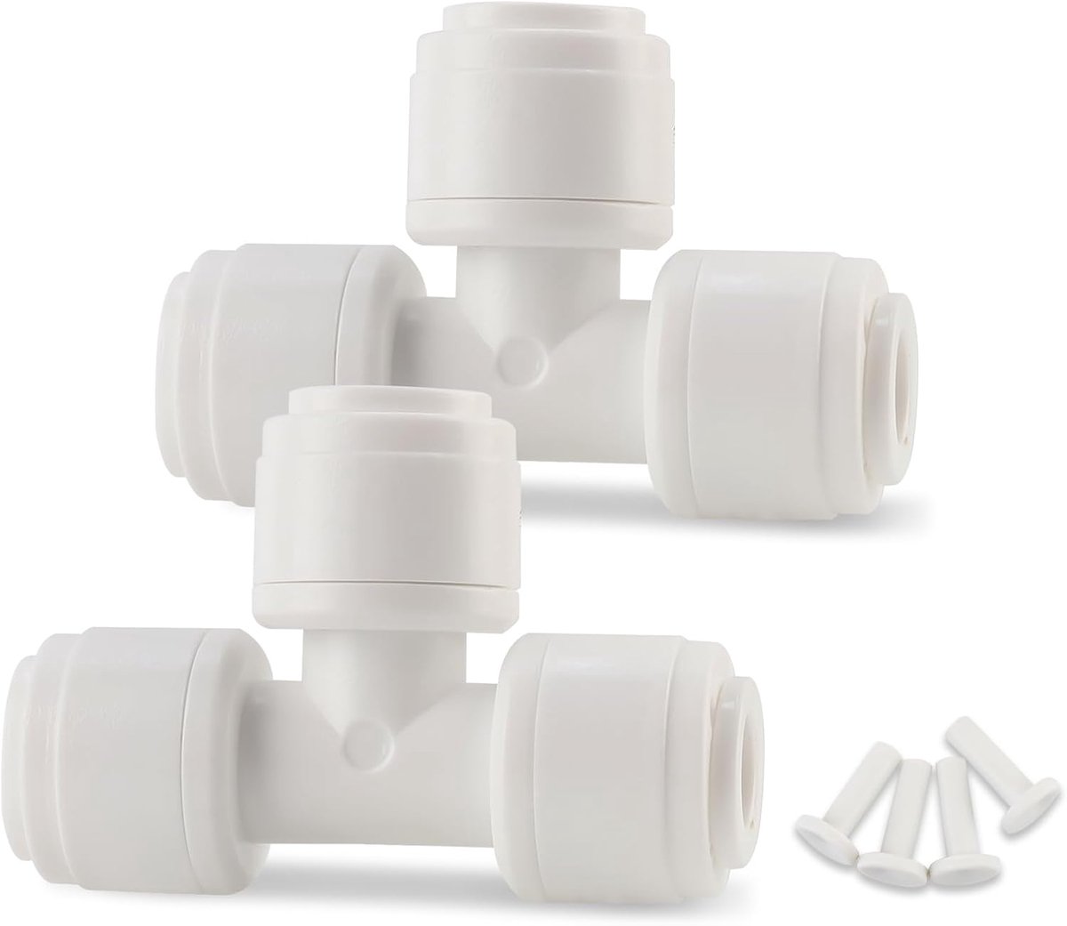 SnelShoppen - 30x Snelkoppeling 1/4 Inch Drip Irrigatie T-stuk, Universele Barbed Connector met 4 Stuks Pluggen voor Lekvrije Bevestigingen in Tuin en