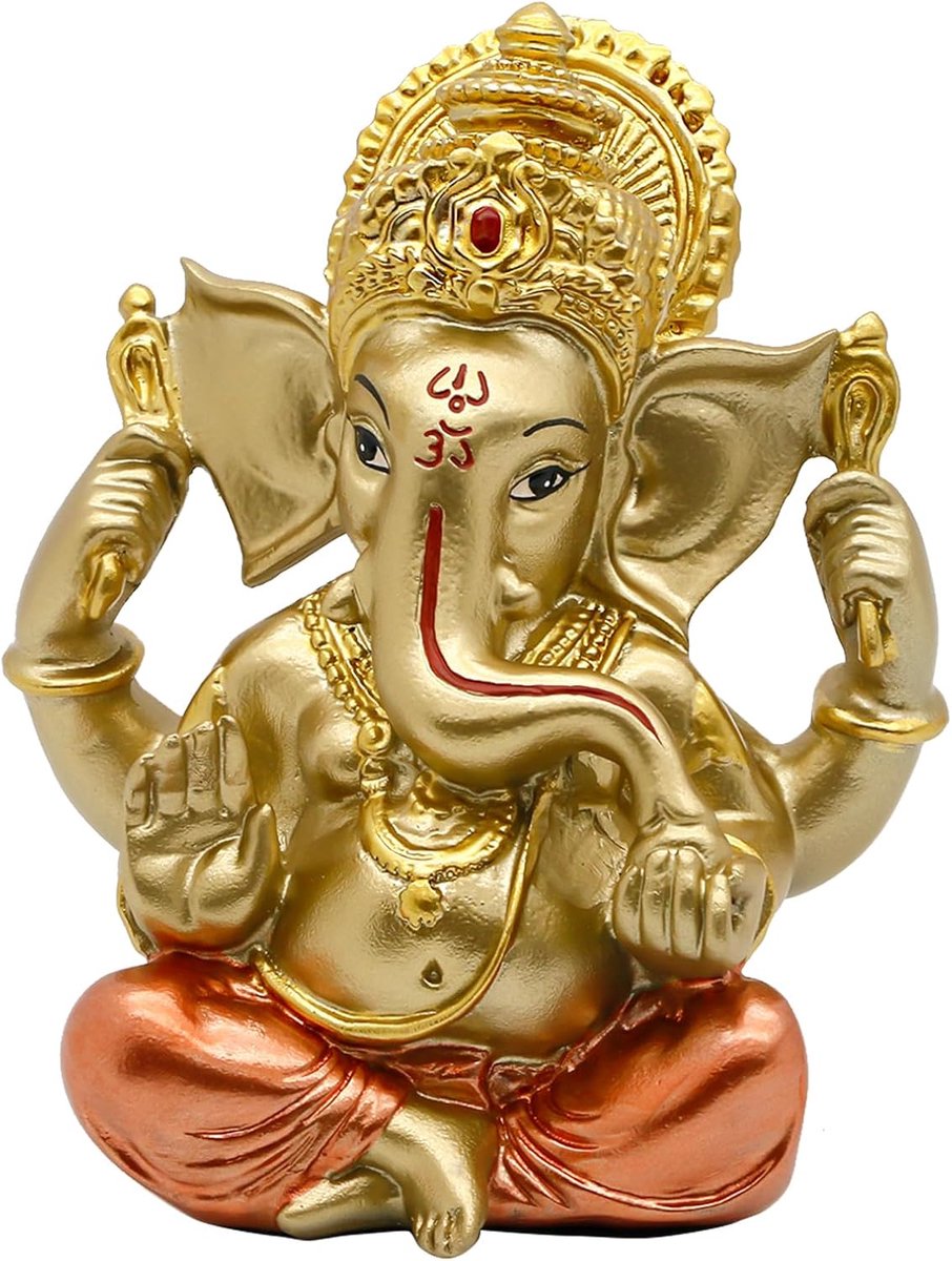SnelShoppen - Hindu God Ganesha Standbeeld Beeldje van Ganesh voor Pooja, Hu decoration, Yoga Ruimte, Diwali Geschenken, Huwelijkscadeaus, 22 cm, Goud