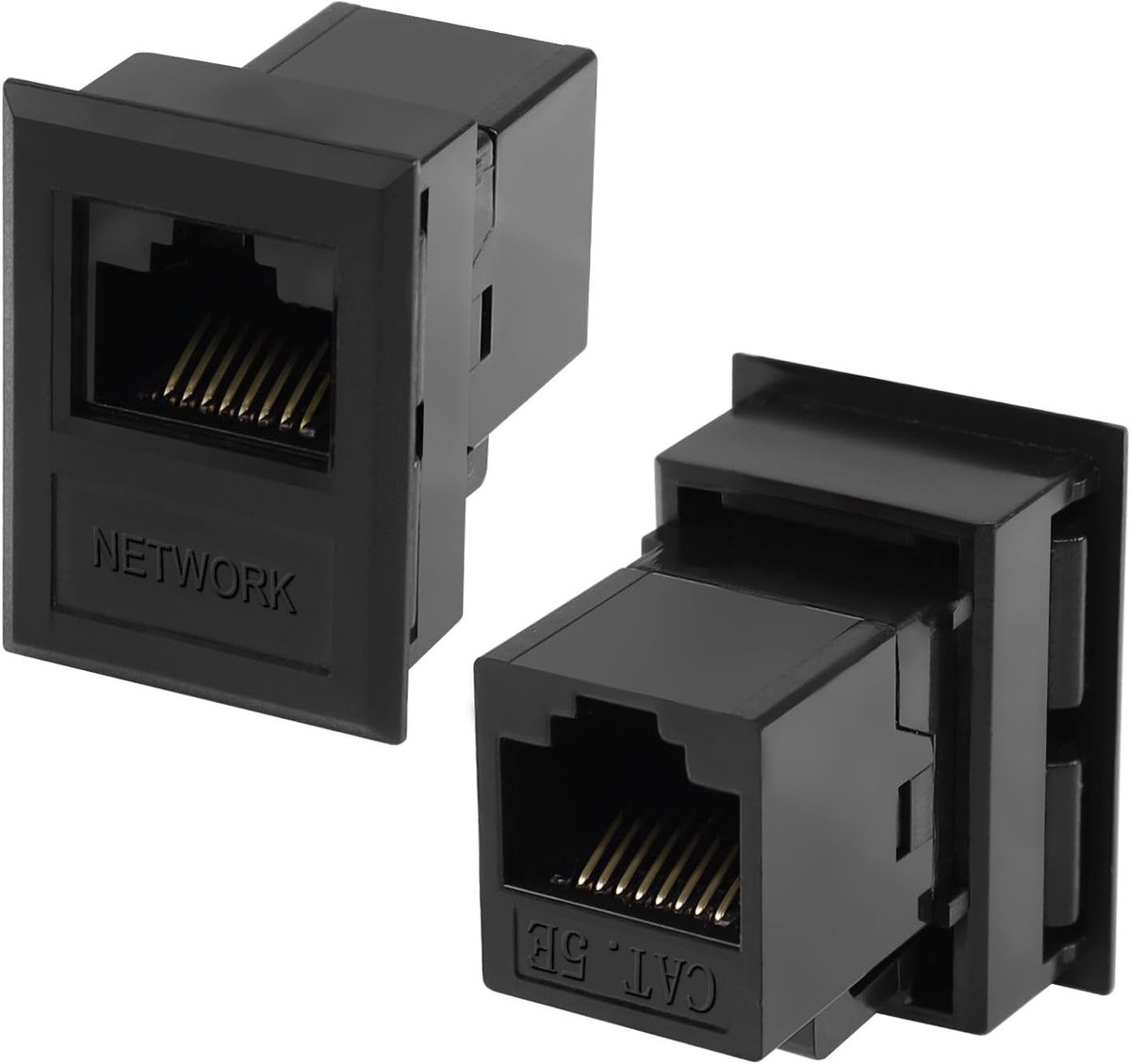 SnelShoppen - CAT5E RJ45 Netwerk Jack Female to Female Connector - Desktop Connection Box - Ethernet Passthrough - 8P8C Keystone Jack - 2 Stuks