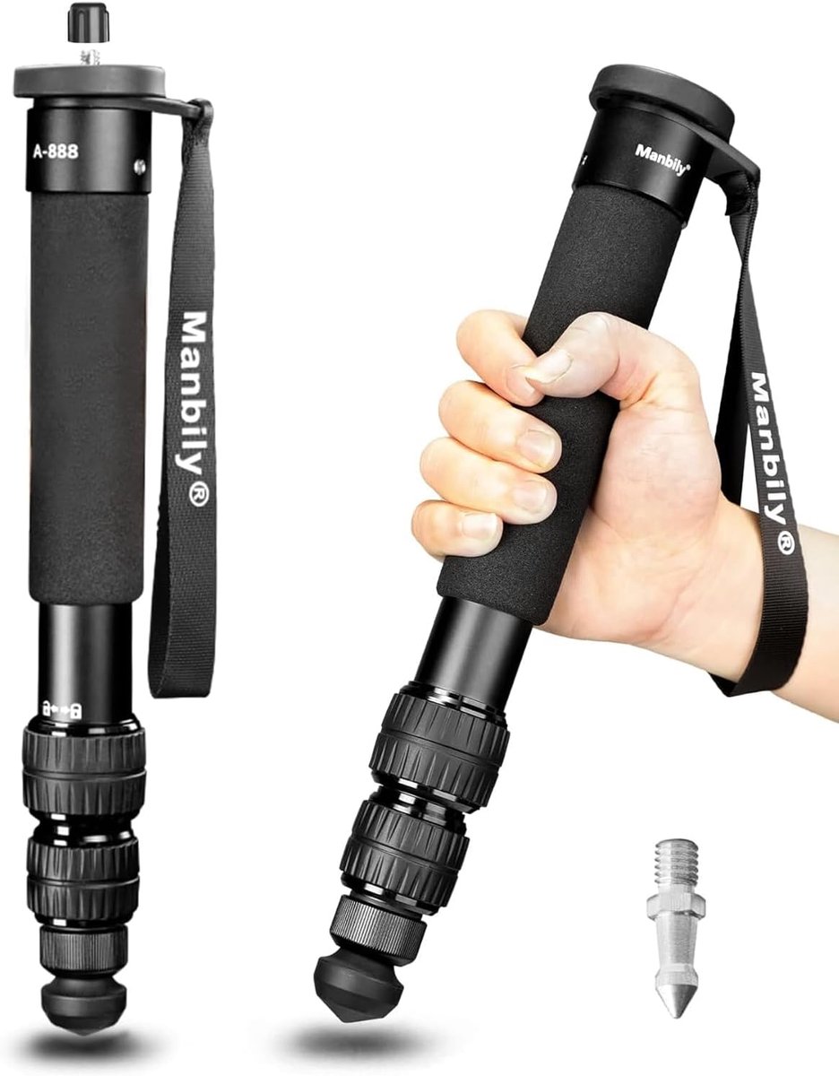 SnelShoppen - Lichtgewicht Camera Monopod 0.5kg - Compact 12.2 inch Vouwbaar - Ideaal voor Reis, Sport, Natuur Fotografie - Stevige Aluminium Construc