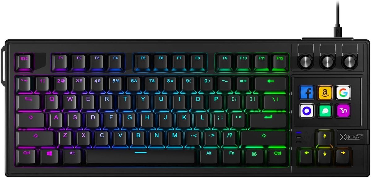 SnelShoppen - K1 Pro 80% TKL Mechanisch Toetsenbord met 6 Aanpasbare LCD-toetsen, Hot-Swappable Mechanische Switches, USB-C, Zwart voor Gaming, Stream