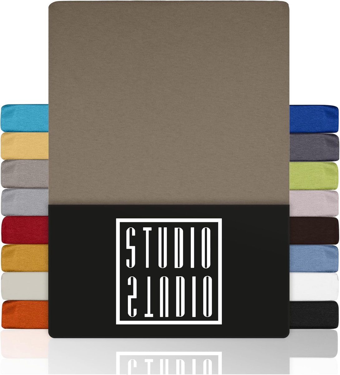 SnelShoppen - Fitted Sheet 200x220 cm Jersey 100% Kammgaren Katoen Taupe, Oeko-Tex Gecertificeerd, Elastisch voor Matrassen 15-35 cm, Ideaal voor Alle