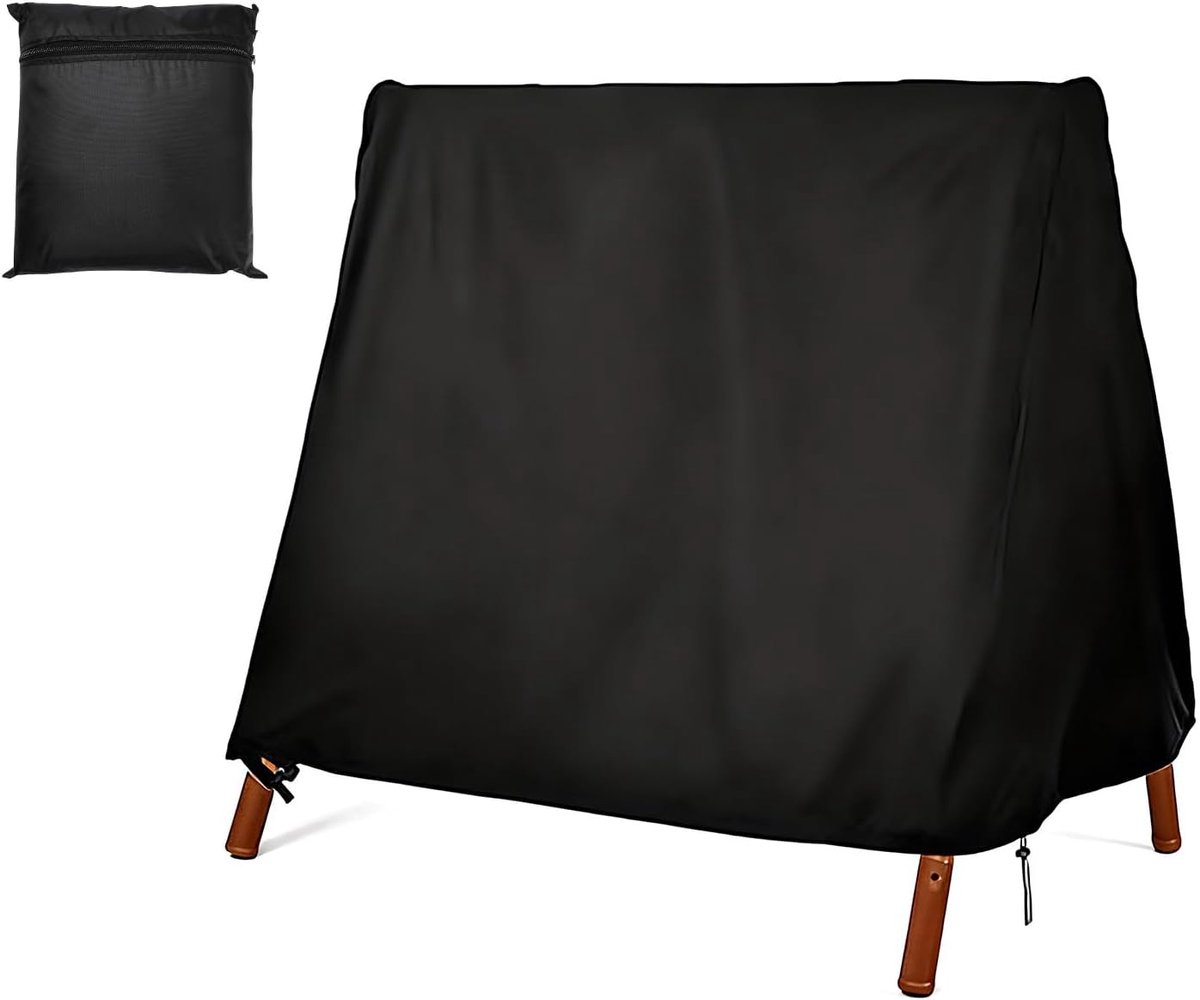 SnelShoppen - Swing Cover Waterproof A-Frame 420D Oxford Tuin Schommel Beschermhoes voor 2-Zits Tuinschommel, Zwart, UV- en Stofbescherming