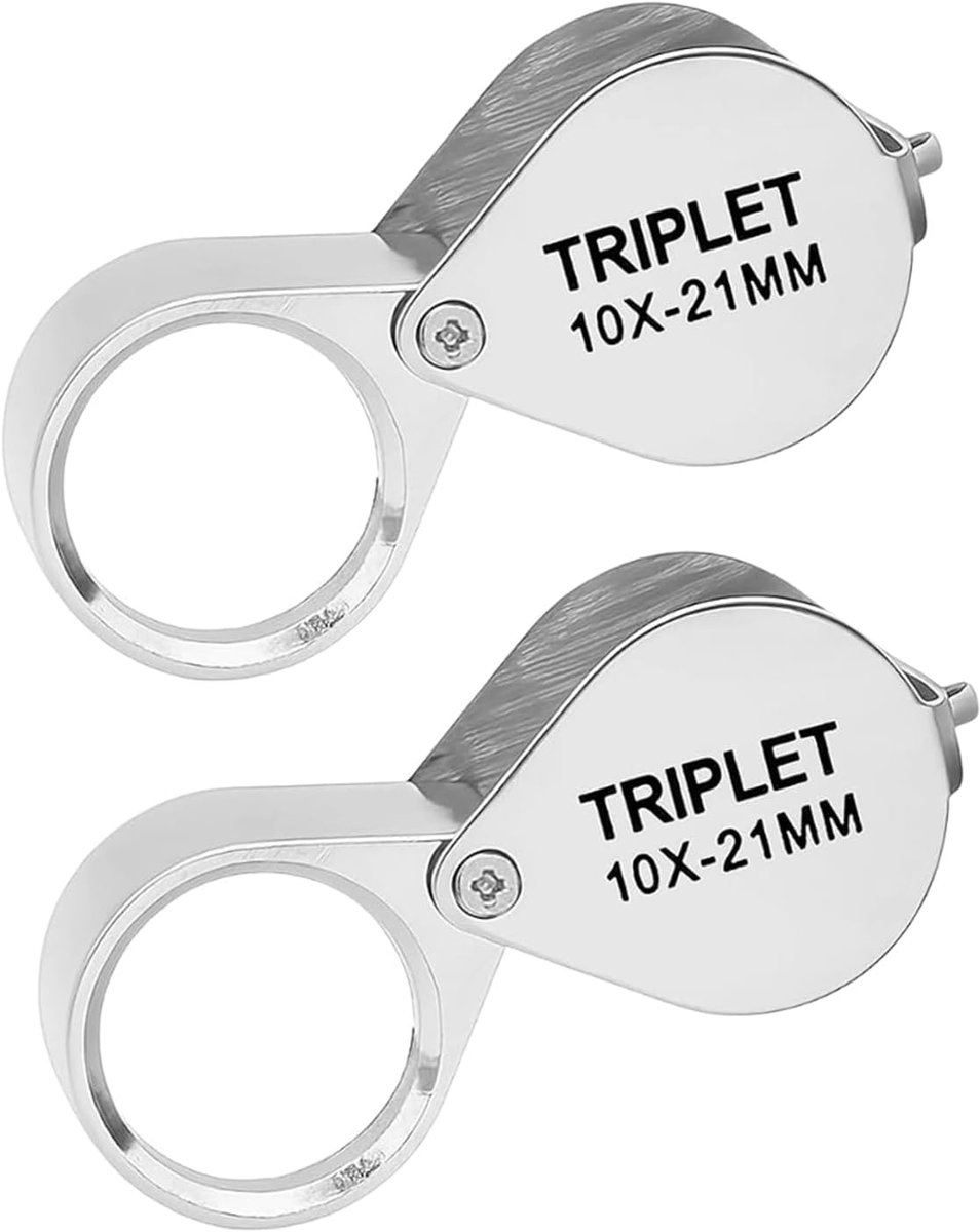 SnelShoppen - 2 Stuks Vouwbare Juweliersloep, 10 Stuks Juwelenzak Loupe, 10x Vergrootglas voor Juweliers, Compact en Lichtgewicht