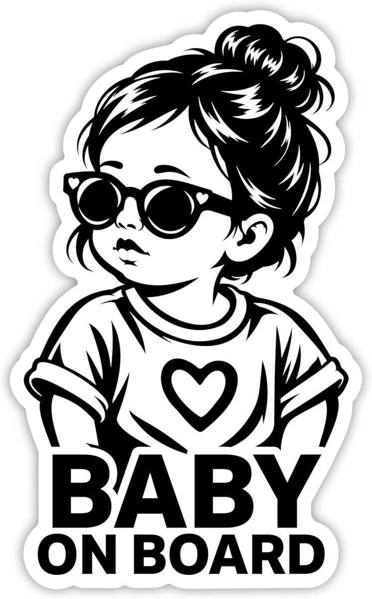 SnelShoppen - Baby on Board Auto Sticker - Kind in Auto Vinyl Decal 15 x 9.5 cm, Weerbestendig en UV-bestendig, Zelfklevend Gelamineerd, Krasbestendig