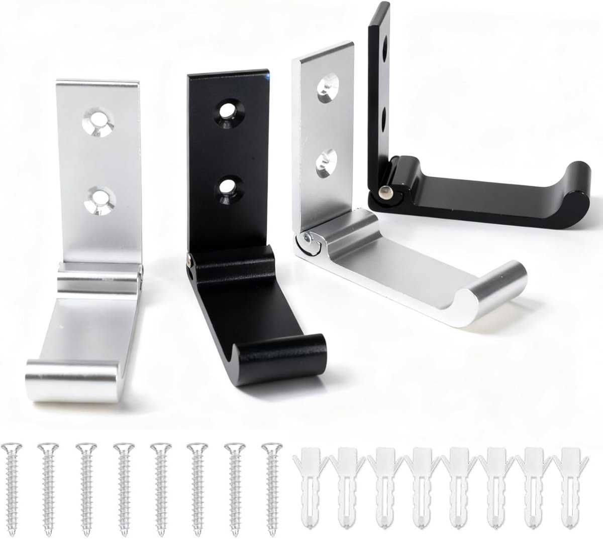 SnelShoppen - Pack van 4 Vouwbare Wandhaken - Kledinghaken van Zinklegering - Ruimtebesparend voor Badkamer, Keuken en Hal - Onzichtbare Muurbevestigi