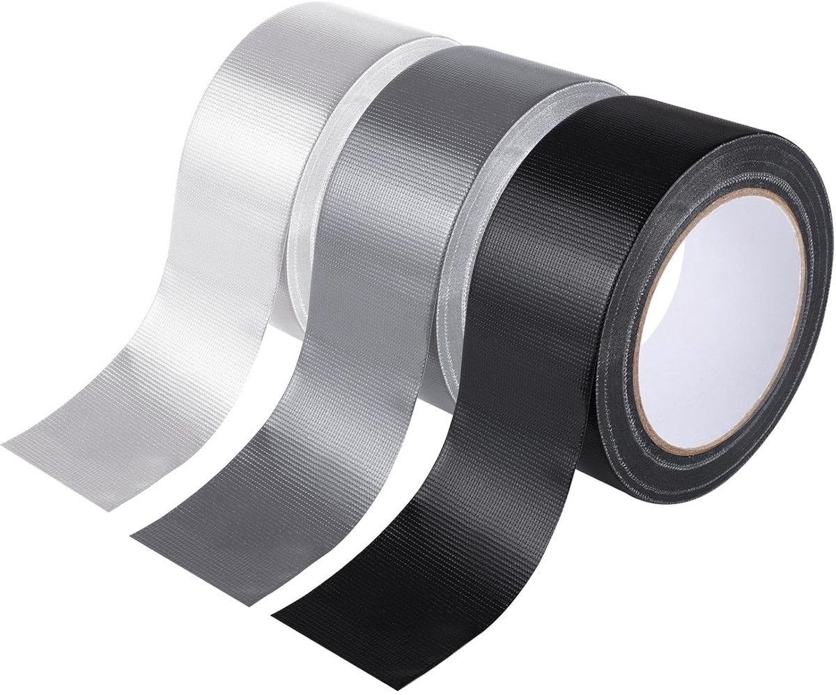 SnelShoppen - XREE Armor Tape 3 Rollen, 5 cm x 25 m, Waterdichte Textieltape, Handafbreekbare Duct Tape, Sterke Hechting, Grijs, Zwart, Wit, Voor Klus