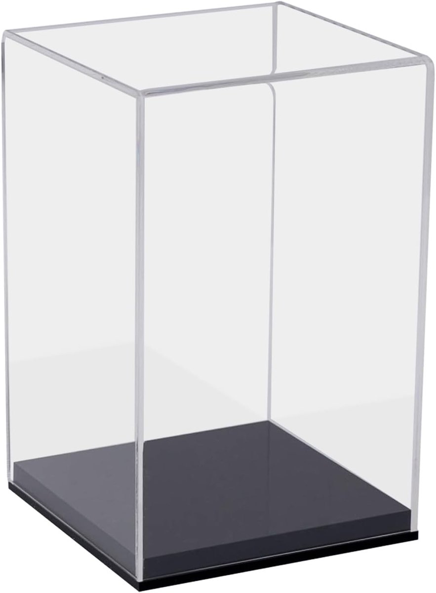SnelShoppen - Acryl Display Case / Presentatiekoffer voor Modelauto's, Figuren, Diverse Maten, Transparant, UV-bestendig, Zwart met Spiegel Effect