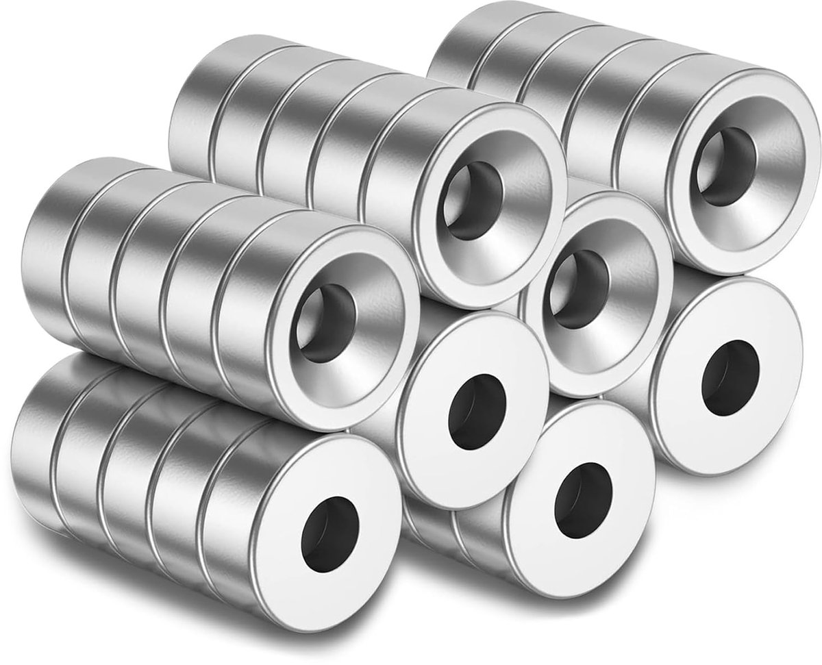 SnelShoppen - Set van 40 Neodymium Magneten Extra Sterk 8 x 3 mm Met Gegroefd Hoofd - Multifunctionele Magneet Pot Magneten Voor Koelkast, Magneetbord