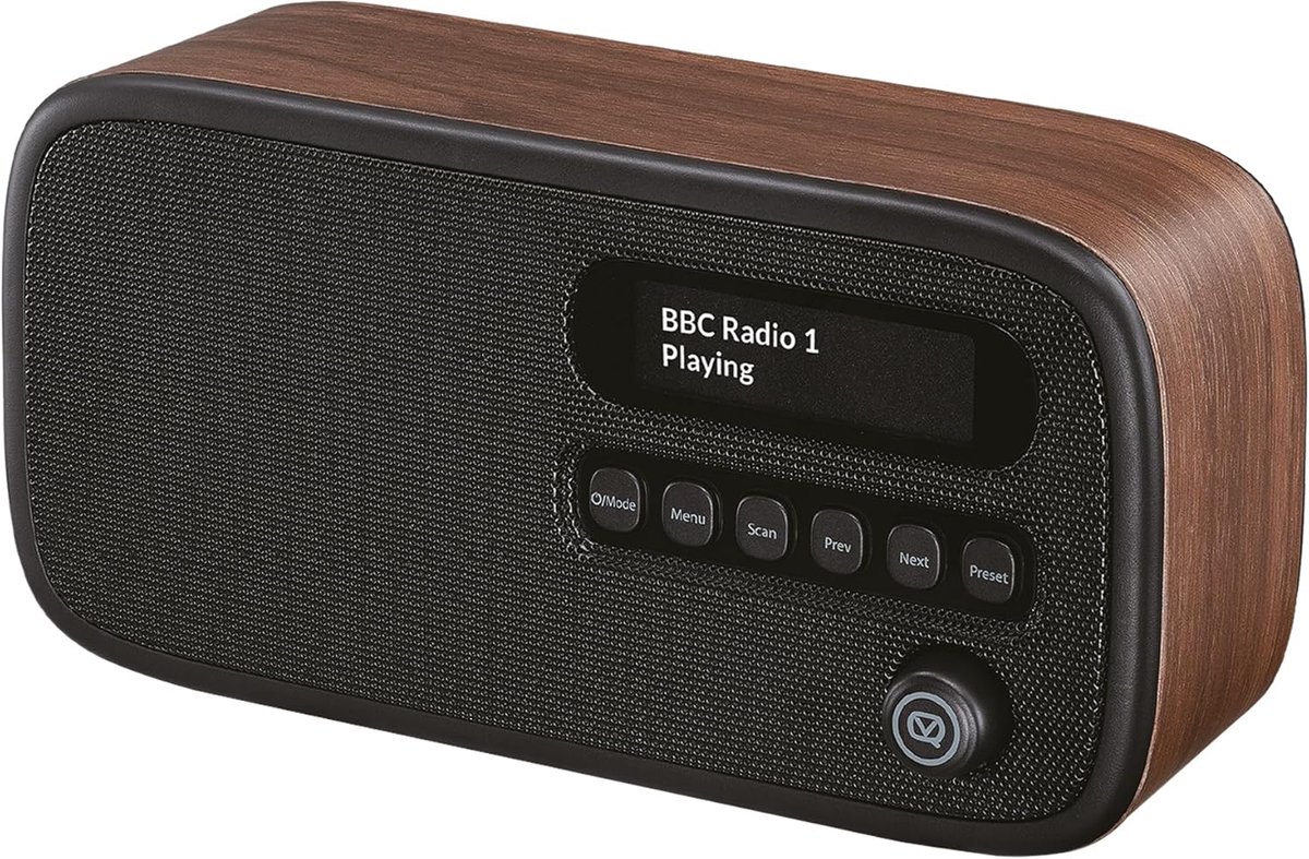 SnelShoppen - DAB Plus Radio met FM, 3W Stereo Speakers, LCD Scherm, Draagbare Radio op Mains en Batterij, 60 Voorkeurszenders, Antenne en Hoofdtelefo