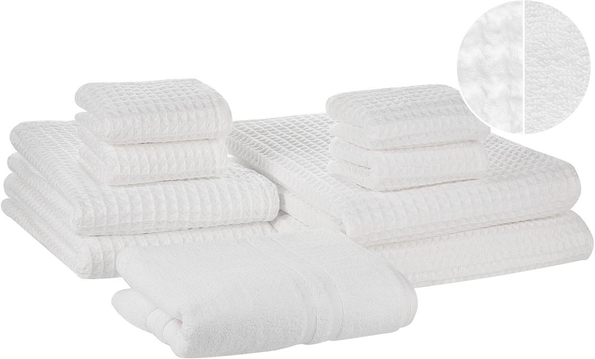 AREORA - Handdoek set van 9 - Wit - Katoen