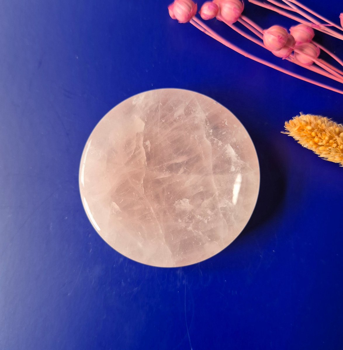 Small Rose Quartz Bowl – 5.5cm Round and Moon Shaped