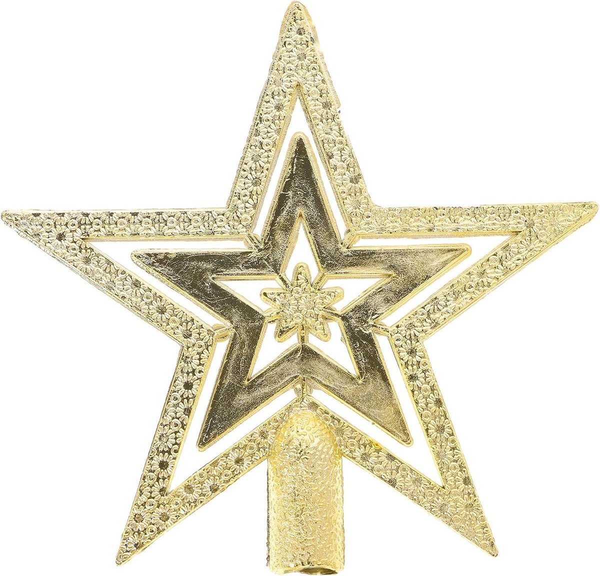 Kerstboompiek ster 10 cm in goud voor feestelijke boomdecoratie, elegante kerstversiering en kerstfeest accessoires