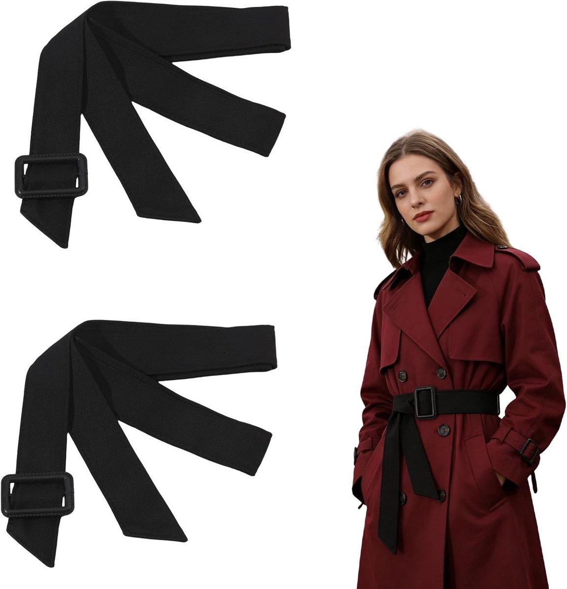 Verstelbare zwarte tailleriem voor dames, 170 cm, brede riem met vierkante gesp, perfect voor trenchcoats en jurken