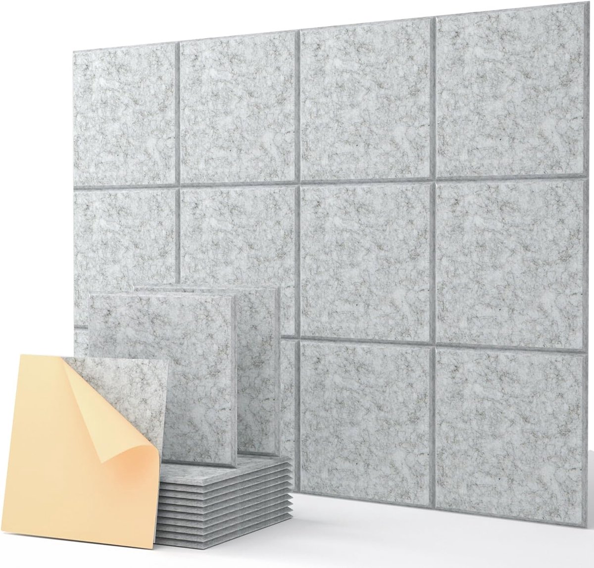 SnelShoppen - 12 Stuks Vierkante Geluidsabsorberende Panelen Zelfklevend Geluidsisolatie Wandpanelen 30 x 30 x 1 cm Hoge Dichtheid