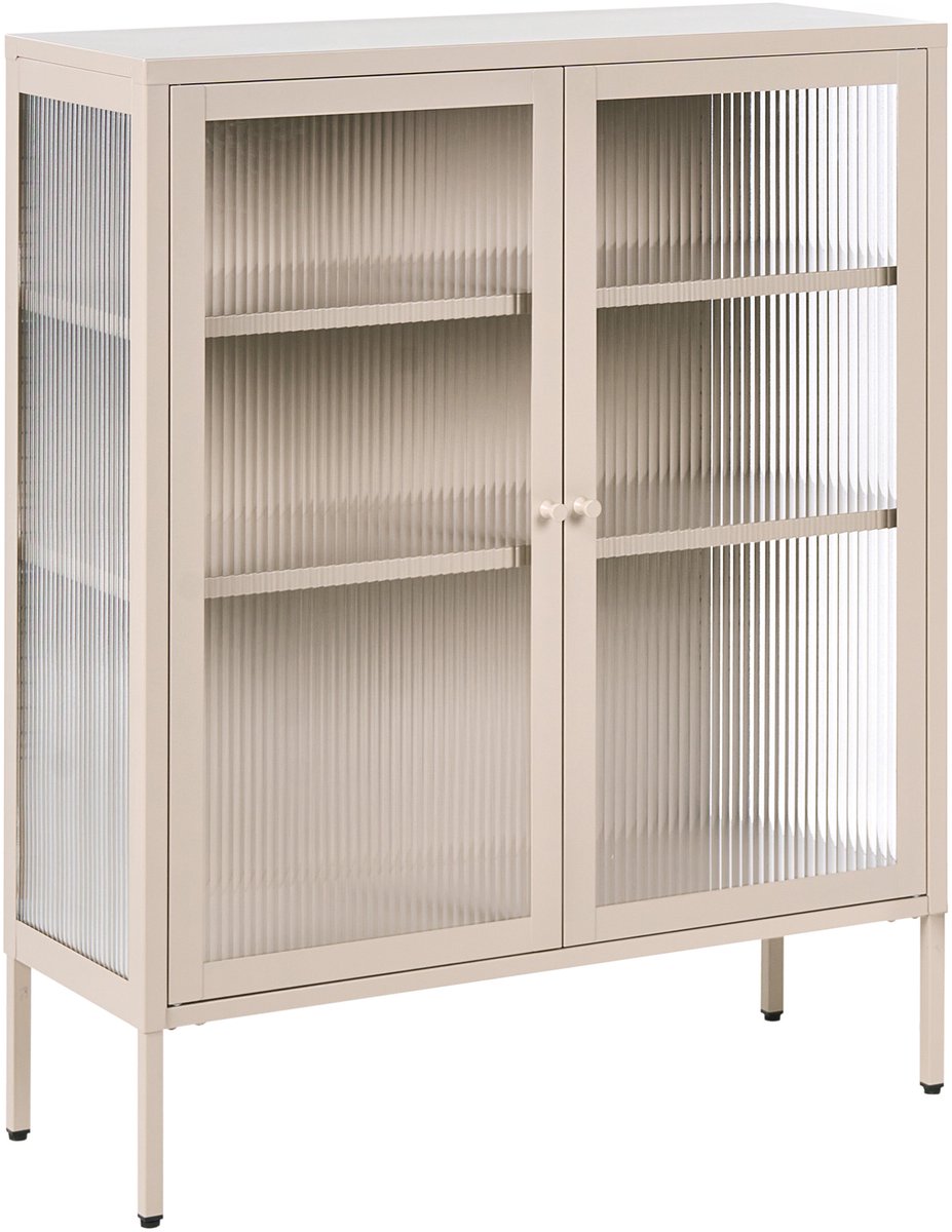 LERRYN - Vitrinekast - Beige - Staal