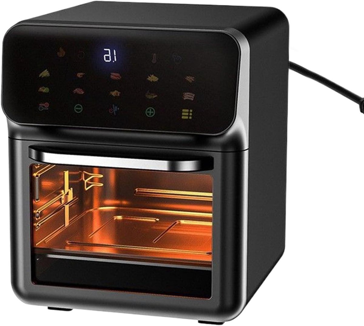 Luchtfriteuse Heteluchtoven - Multicooker Bakoven - Gezond Koken - Dubbele Zone Temperatuur - 15 Liter Inhoud - Zwart