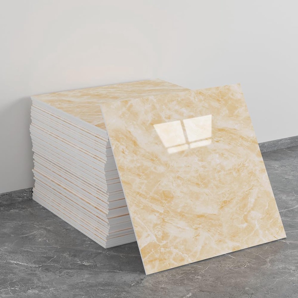 Verpakking van 20 zelfklevende, waterdichte PVC-wandpanelen Geschikt voor marmerstructuur, 30*30 cm, eenvoudig te installeren (niet te gebruiken als tegels).