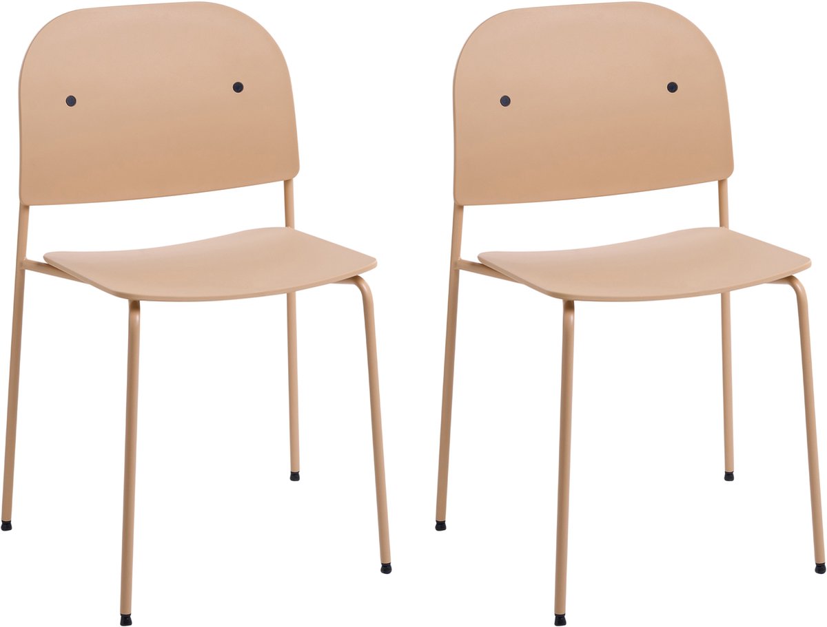 WINDUST - Set van 2 eetkamerstoelen - Beige - IJzer