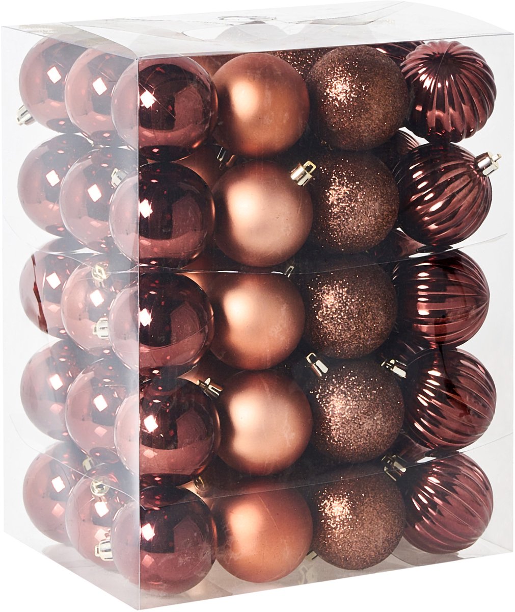 ISOJARVI - Set van 60 kerstballen - Bruin - Synthetisch materiaal