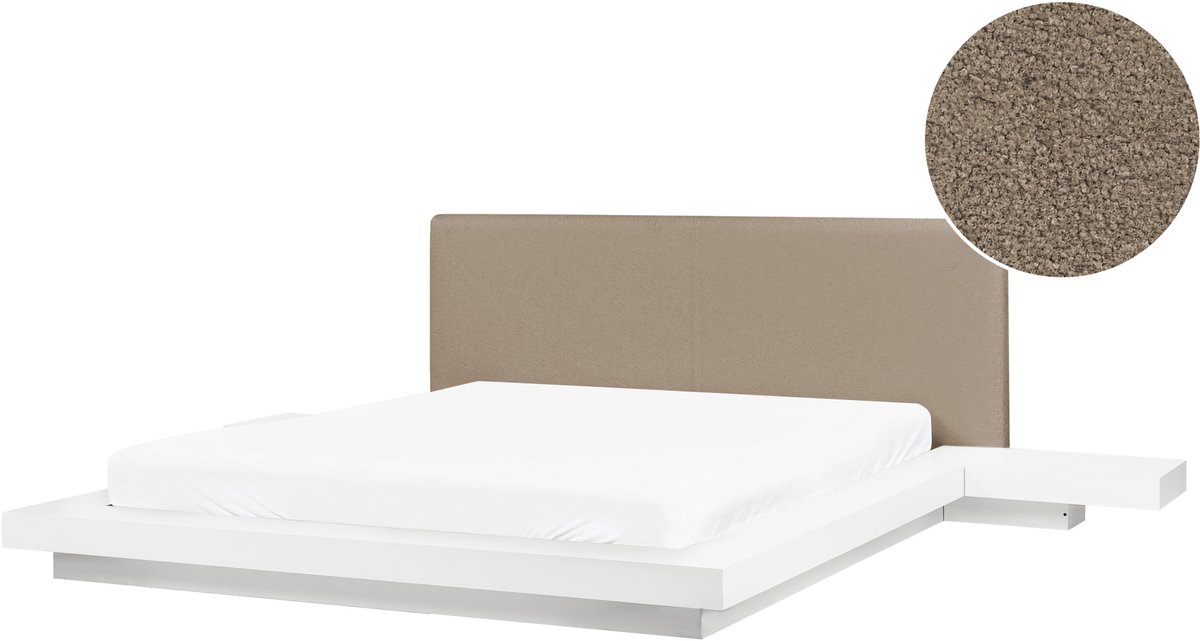 ZEN - Tweepersoonsbed - Wit/Taupe - 160 x 200 cm - MDF