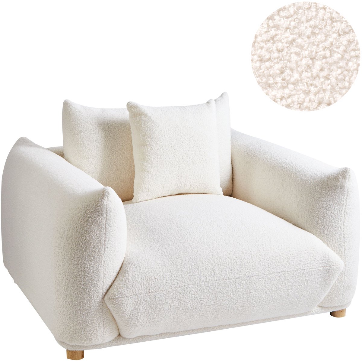 LUVOS - Fauteuil - Gebroken wit - Bouclé