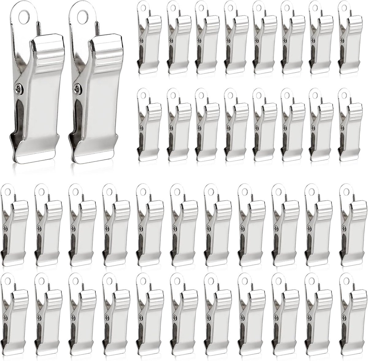 SnelShoppen - 40x Mini Crocodile Clips 1.2cm Breed - Robuuste Metaal Spring Clips in Zilver - Niet-slip Klemmen voor Foto's, Gordijnen, Kleding en Cre