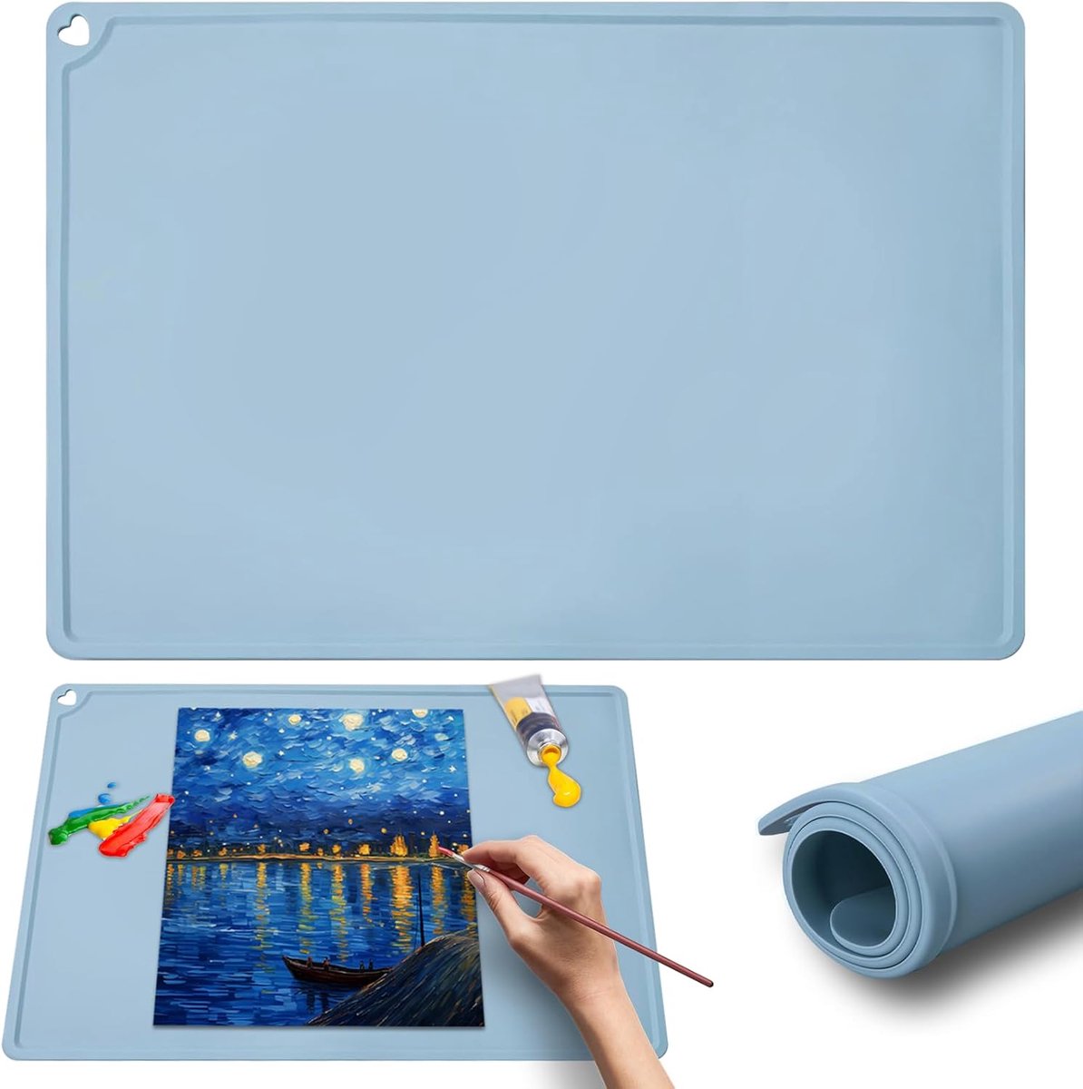 SnelShoppen - Grote Kinderen Silicone Verf Pad 60 x 40 cm met Bevestigingsclips - Herbruikbare en Wasbare Knutselmat voor Creatief Schilderen en Schoo