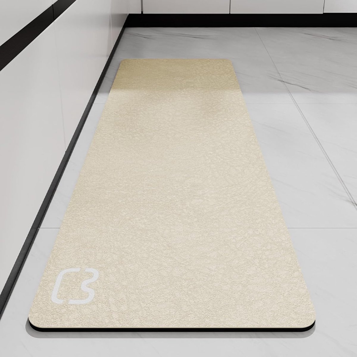 SnelShoppen - Absorberende Antislip Microvezel Badmat 45 x 120 cm Beige - Sneldrogend Douchematt, Voor Woonkamer, Keuken en Toilet