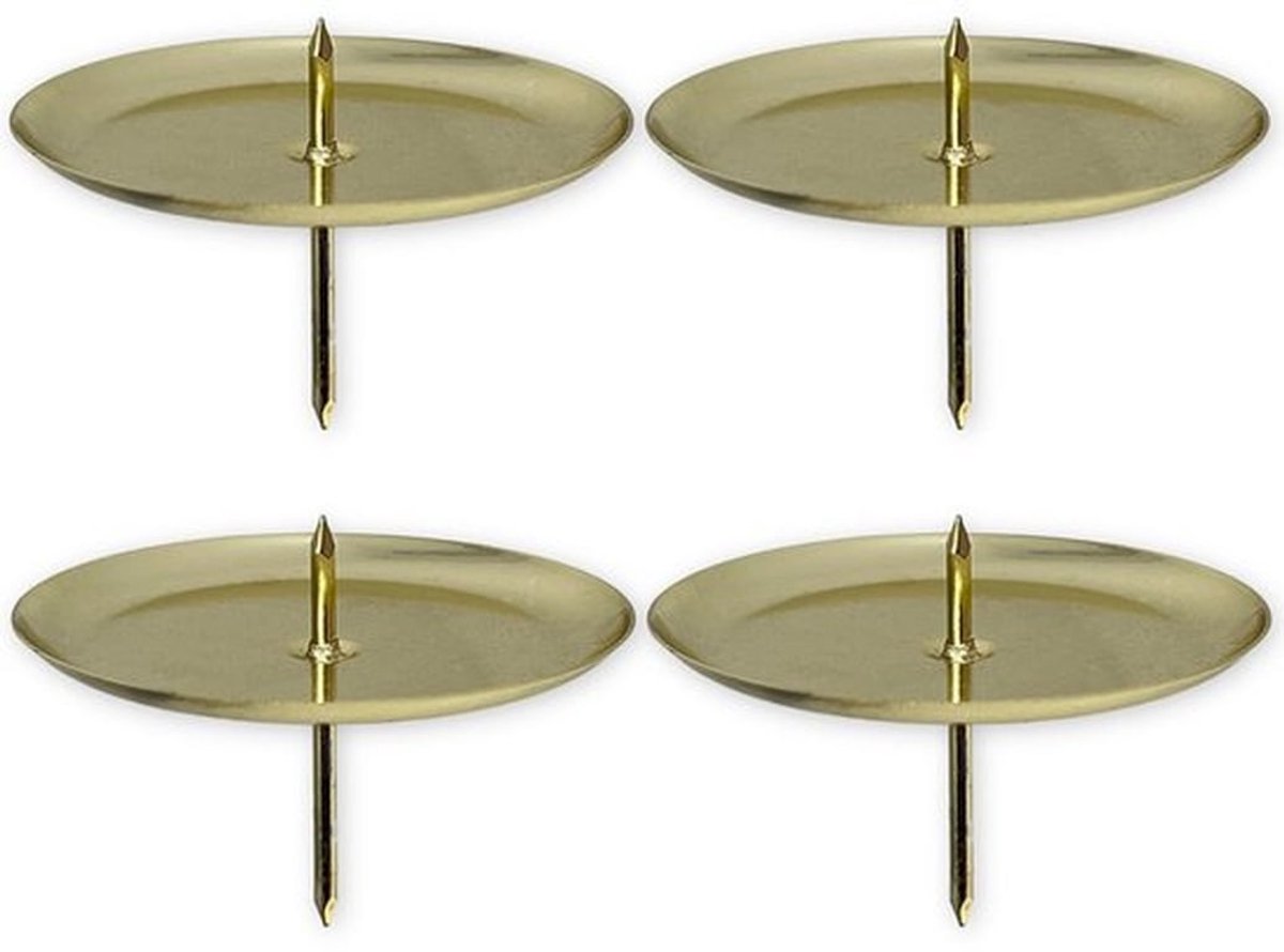 Kaarsenhouder Set van 4 - Adventskaarsenhouder - Kaarsenplateau - Tafeldecoratie - Licht ijzer - Plaatdiameter 60 mm - Kandelaar