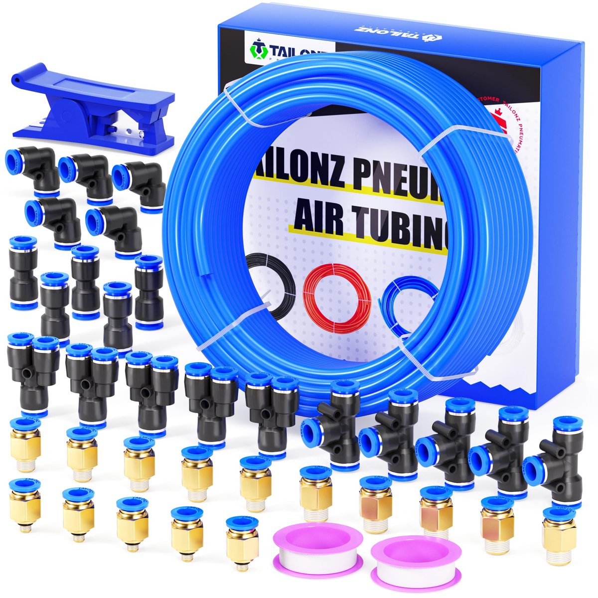 SnelShoppen - Pneumatische Luchtslang Set Blauw 6mm OD 4mm ID Polyurethaan PU Buizen voor Tuin, Klussen, en Industrie