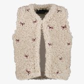 TwoDay fluffy meisjes gilet met strikjes beige - Maat 122/128