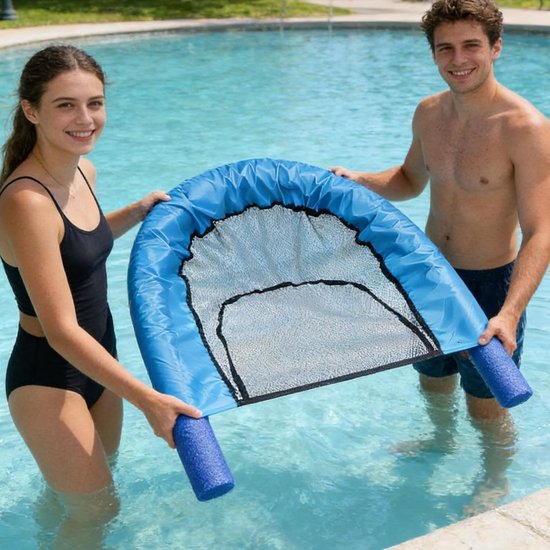 Opblaasbare ligmat - Waterhangmat Zwemband - Ontspanning op water - Zwevende mesh zitting - 1.5 meter lang - Blauw — afbeelding 4