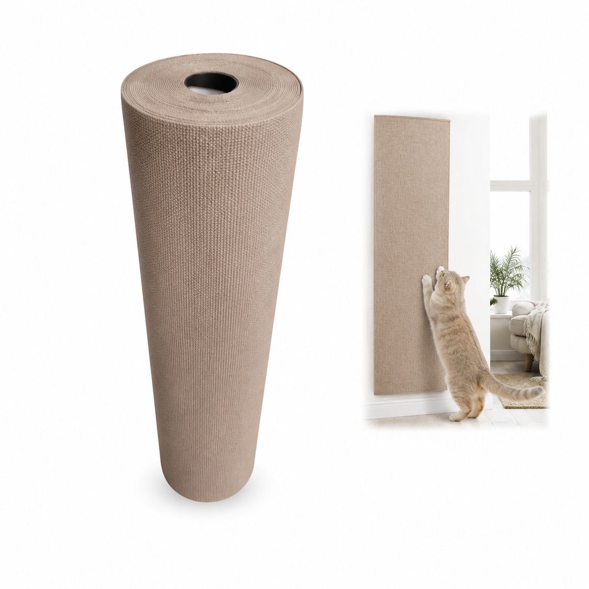 VHV-Kattenkrabmat voor Bank Bescherming - Zelfklevende en Slijtvaste Tapijtmat tegen Kattenkrabben - 40x300 cm - Khaki