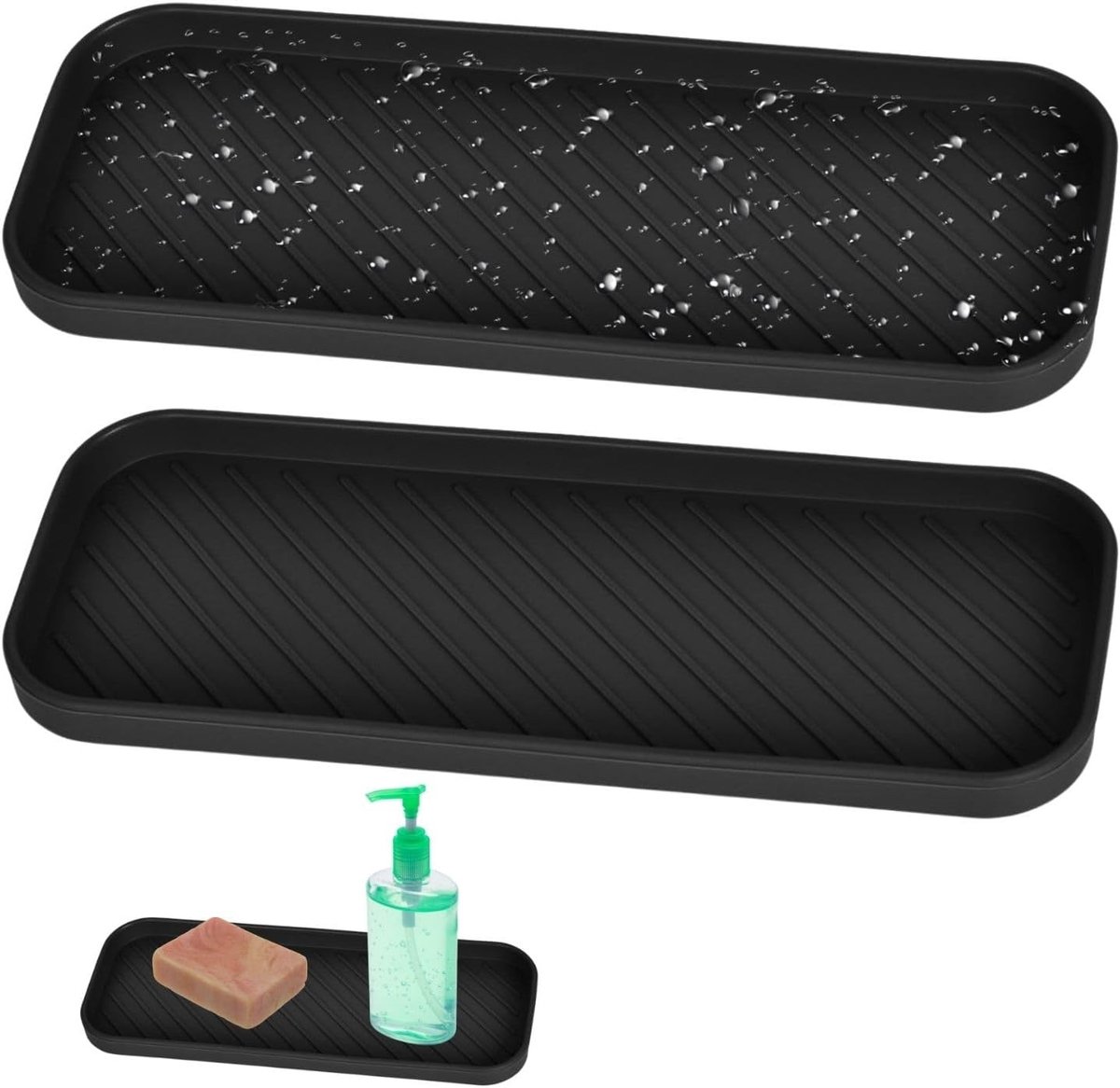 Praktische Organizer voor de Keuken met 2 Stuks, Silicone Sponshouder en Afvoer Mat voor Sponsen, Borstels en Vaatwaszeep
