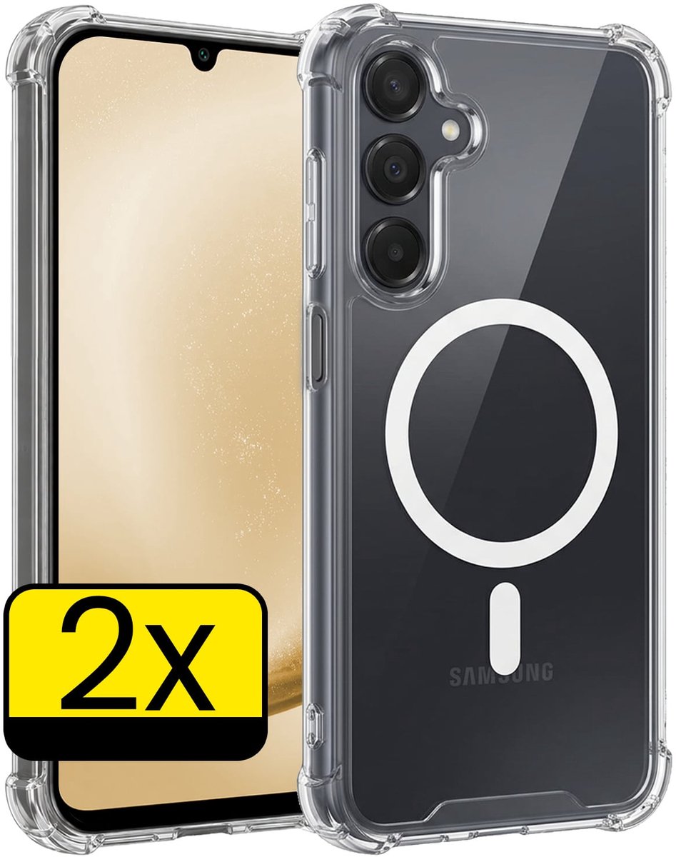 Hoesje - 2 Stuks - Geschikt voor Samsung Galaxy A25 - Magsafe Compatible - Sterk & Shockproof - Back Cover - Shock Proof Case - Telefoon Hoes - Telefoonhoesjes - Transparant