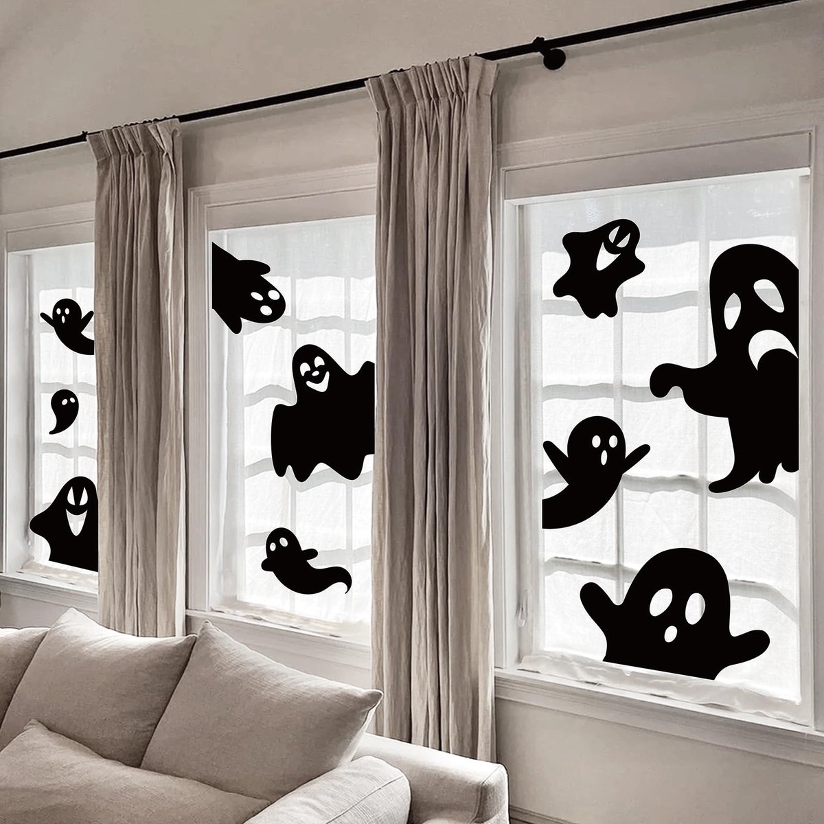 Halloween Raamstickers 20x30cm - 9 Vellen 36 Stuks Spook Silhouet Raamdecoratie - Herbruikbare Halloween Raamfolie Sticker - Griezelige Feestdecoratie Voor Glas Deur Venster Huis